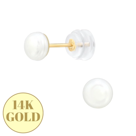 Zlaté 14K s 5mm perlou Gold Earrings šperky | All4silver