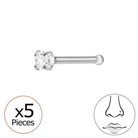 Okrúhle s krištáľom 2mm (20 G) X 5 Výpredaj Sperkov šperky | All4silver