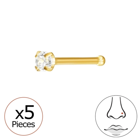 Pozlátený piercing do nosa ss krištáľom 2mm (20 G) 5 ks Výpredaj Sperkov šperky | All4silver