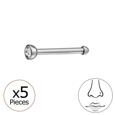 Okrúhle s krištáľom 2mm (20 G) 5 kusov Geometrický tvary šperky | All4silver