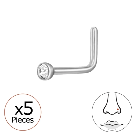 Okrúhly piercing do nosa s krištáľom 2mm (20 G) 5 kusov Geometrický tvary šperky | All4silver