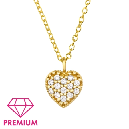 Srdce pozlátené so zirkónmi - Premium* Sv. Valentína šperky | All4silver