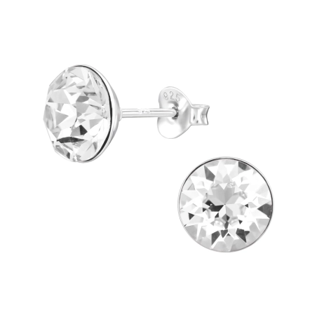Okrúhle s krištáľom Krištáľové puzetové náušnice šperky | All4silver