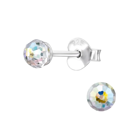 Fazetová gulička 4 mm Krištáľové puzetové náušnice šperky | All4silver