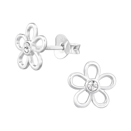 Kvetina s krištáľom Krištáľové puzetové náušnice šperky | All4silver