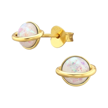 Saturn Puzetové náušnice s polodrahokamom šperky | All4silver