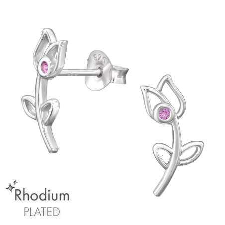 Tulipán so zirkónom Puzetové náušnice so zirkónom šperky | All4silver