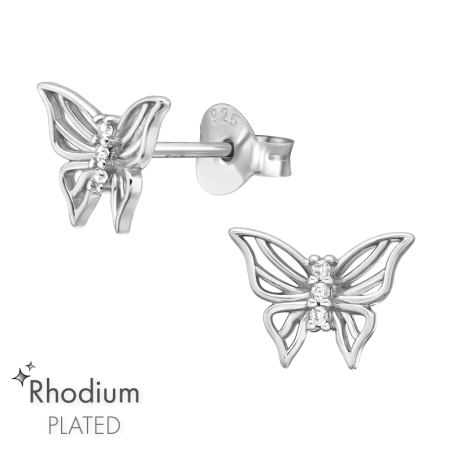 Motýľ so zirkónom Puzetové náušnice so zirkónom šperky | All4silver