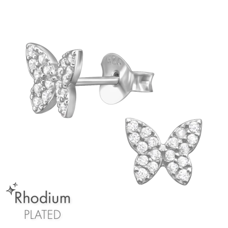 Motýľ so zirkónmi Puzetové náušnice so zirkónom šperky | All4silver