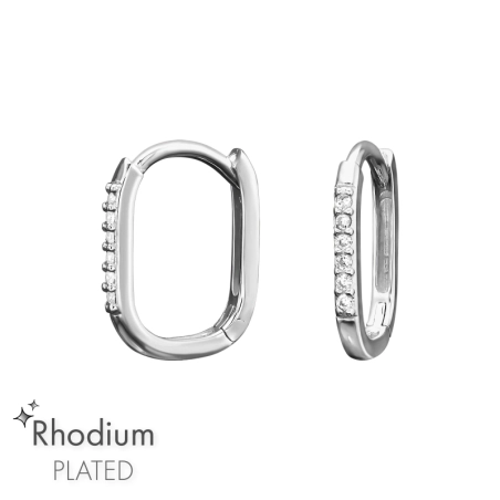 Oválne huggies - 925 Mincový Striebro #SC# s zirkóny #47168 | #AN#