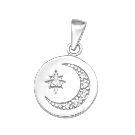 Mesiac a hviezda so zirkónmi Prívesky so zirkónom šperky | All4silver