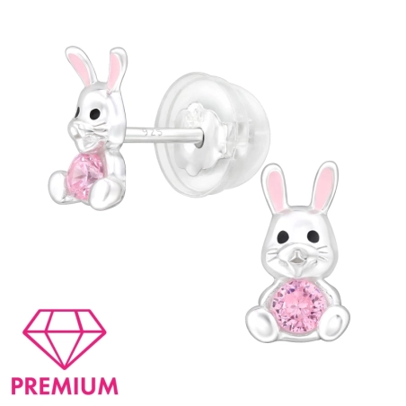 Králik s ružovým zirkónom - Premium* Veľká noc šperky | All4silver
