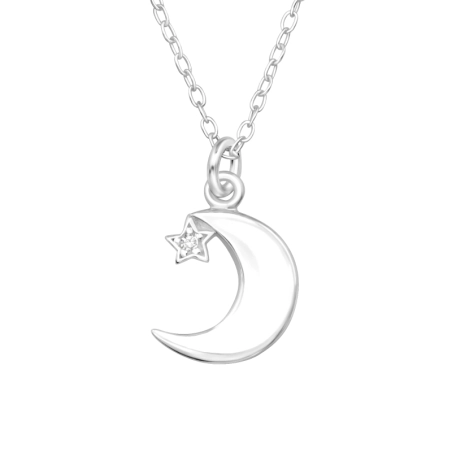 Mesiac s hviezdou - 925 Mincový Striebro #SC# s zirkóny #46699 | #AN#