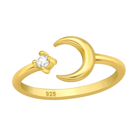 Mesiac nastaviteľný - 925 Mincový Striebro #SC# s zirkóny #46635 | #AN#