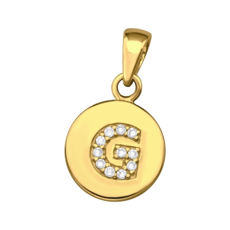 Písmeno "G" na medailónku pozlátené Prívesky so zirkónom šperky | All4silver