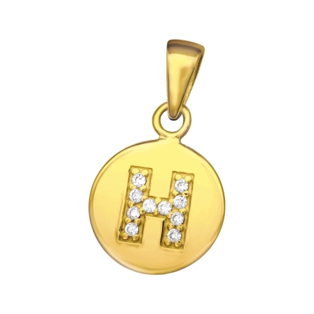 Písmeno "H" na medailónku pozlátené Prívesky so zirkónom šperky | All4silver