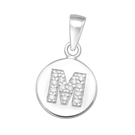 písmeno m - 925 Mincový Striebro #SC# s zirkóny #46520 | #AN#