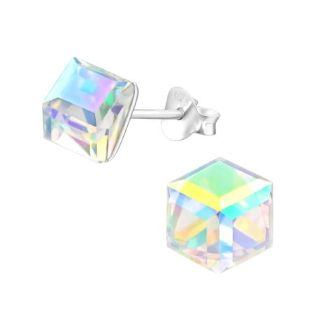 Kocka 6 mm - 925 Mincový Striebro #SC# s krištáľ #46245 | #AN#