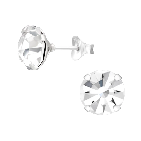 8mm okrúhly krištáľ Krištáľové puzetové náušnice šperky | All4silver