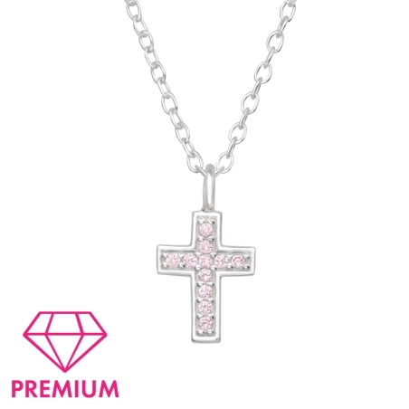 Kríž s ružovými zirkónmi - Premium* Náhrdelníky s retiazkou šperky | All4silver