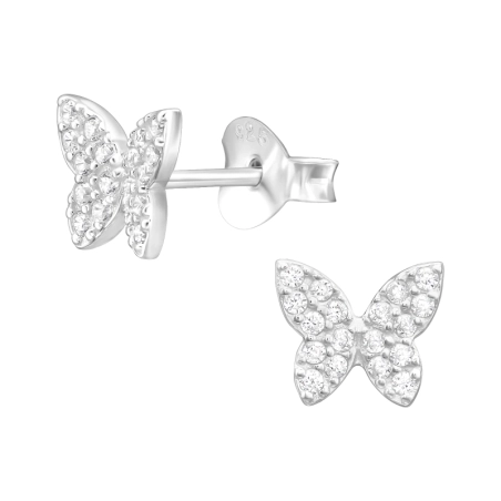 Motýľ Puzetové náušnice so zirkónom šperky | All4silver