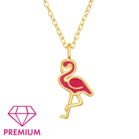 Pozlátený plameniak - Premium* Náhrdelníky s retiazkou šperky | All4silver
