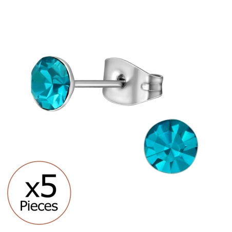5 mm okrúhle x 5 - Chirurgická Nehrdzavejúca Oceľ #SC# s krištáľ #45732 | #AN#