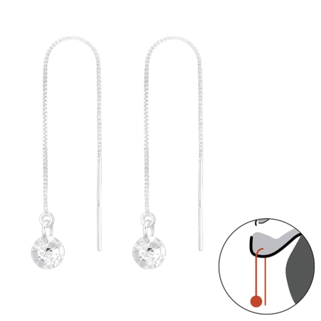 5mm okrúhly zirkón retiazke cez ucho Náušnice so zirkónom šperky | All4silver