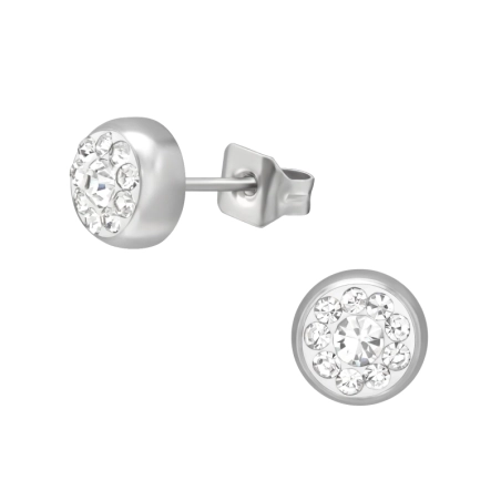 5 mm guľaté krištálmi Puzetové náušnice z ocele šperky | All4silver