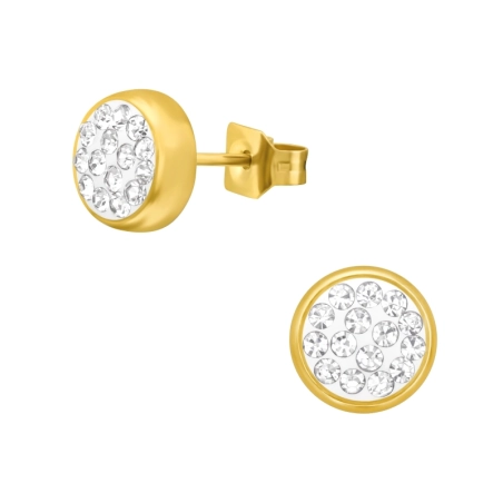 6 mm pozlátené guľaté s krištálmi Puzetové náušnice z ocele šperky | All4silver