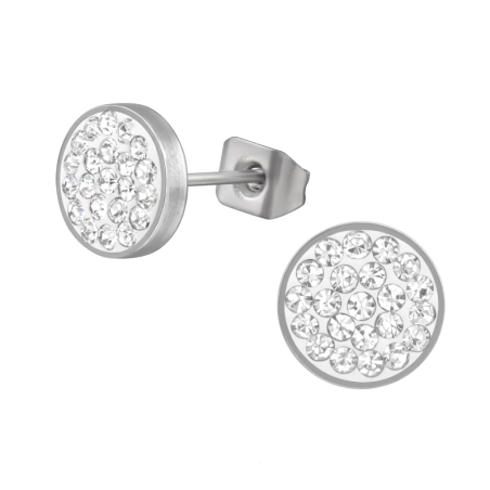 8 mm guľaté s krištálmi Puzetové náušnice z ocele šperky | All4silver