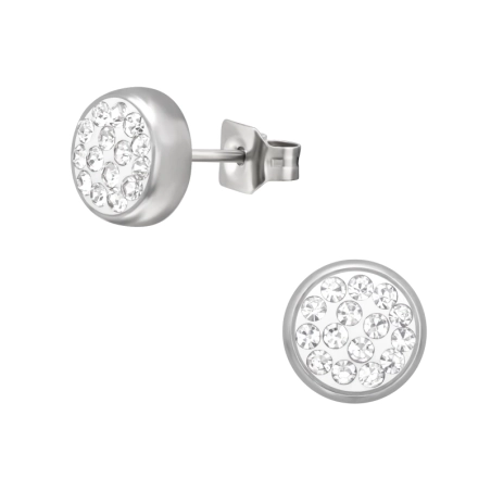 6mm guľaté s krištálmi Puzetové náušnice z ocele šperky | All4silver