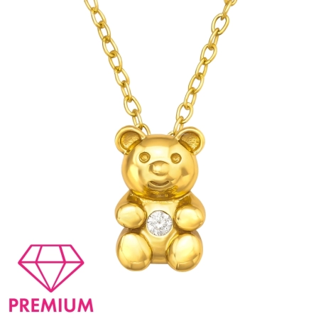 Pozlátená medvedík so zirkónom - Premium* Náhrdelníky s retiazkou šperky | All4silver