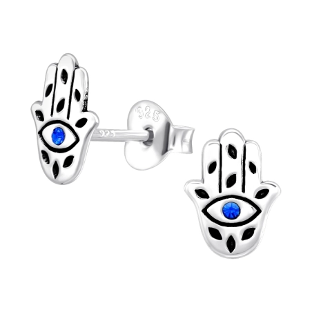 Hamsa Krištáľové puzetové náušnice šperky | All4silver