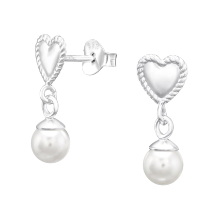 Perla zavesená na srdci Puzetové náušnice bez kameňov šperky | All4silver