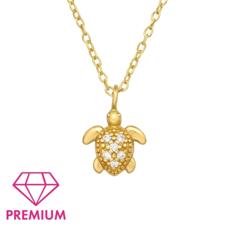 Pozlátená korytnačka so zirkónmi - Premium* Náhrdelníky s retiazkou šperky | All4silver