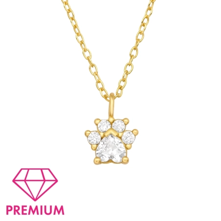 Pozlátená labka so zirkónmi - Premium* Náhrdelníky s retiazkou šperky | All4silver