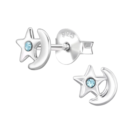 Mesiac a Star - 925 Mincový Striebro #SC# s krištáľ #44647 | #AN#