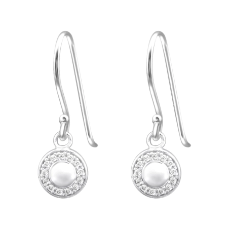 Okrúhle so zirkónom a perlou Náušnice so zirkónom šperky | All4silver