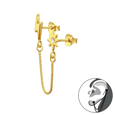 Blesk a hviezda - 925 Mincový Striebro #SC# s krištáľ #44281 | #AN#