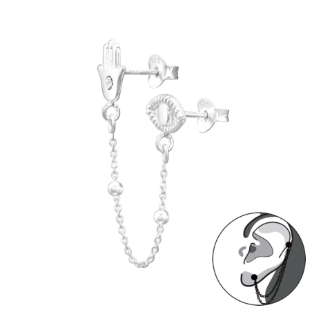 Hamsa a oko zla spojené s retiazkou Náboženstvo šperky | All4silver