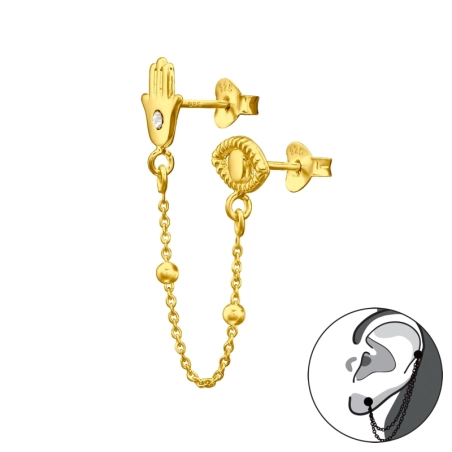 Hamsa a zlé oko - 925 Mincový Striebro #SC# s krištáľ #44275 | #AN#