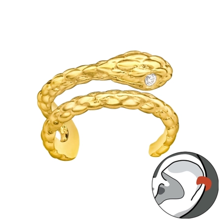 Had pozlátený so zirkónmi Náušnice na jedno ucho šperky | All4silver