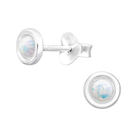 Okrúhle  s opálom Puzetové náušnice s polodrahokamom šperky | All4silver