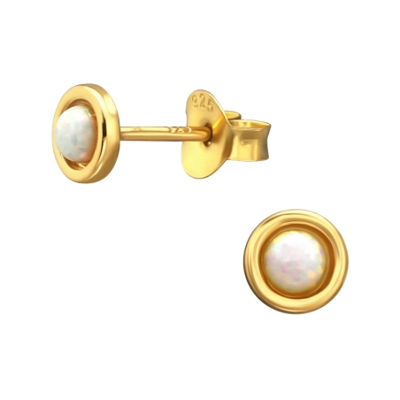 5 mm Okrúhle pozlátené s opálom Puzetové náušnice s polodrahokamom šperky | All4silver