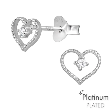 Srdce - Platinum Puzetové náušnice so zirkónom šperky | All4silver