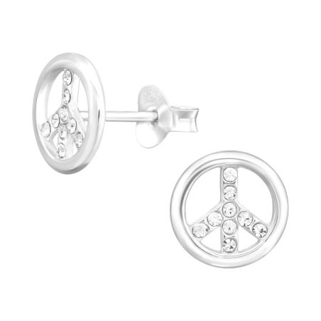 Symbol mieru s krištáľmi Krištáľové puzetové náušnice šperky | All4silver