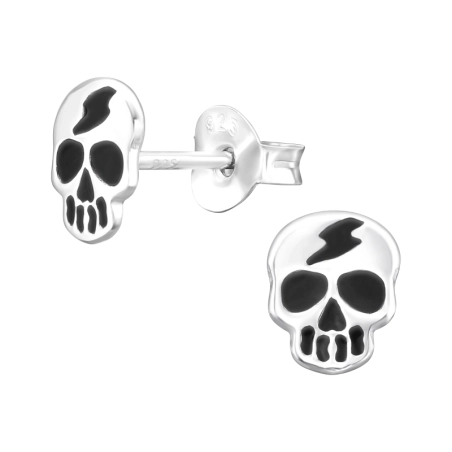 Lebka s čiernymi očami Halloween šperky | All4silver