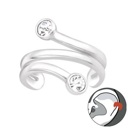 Náušnica s dvomi krištáľmi Náušnice na jedno ucho šperky | All4silver
