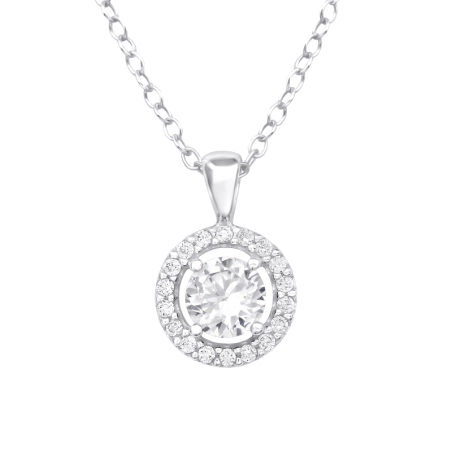 Veľký zirkón obklopený malými zirkónmi Náhrdelníky s kameňmi šperky | All4silver
